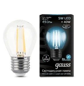 Лампа Gauss LED Filament Globe E27 5W 4100K Улыбка Света
